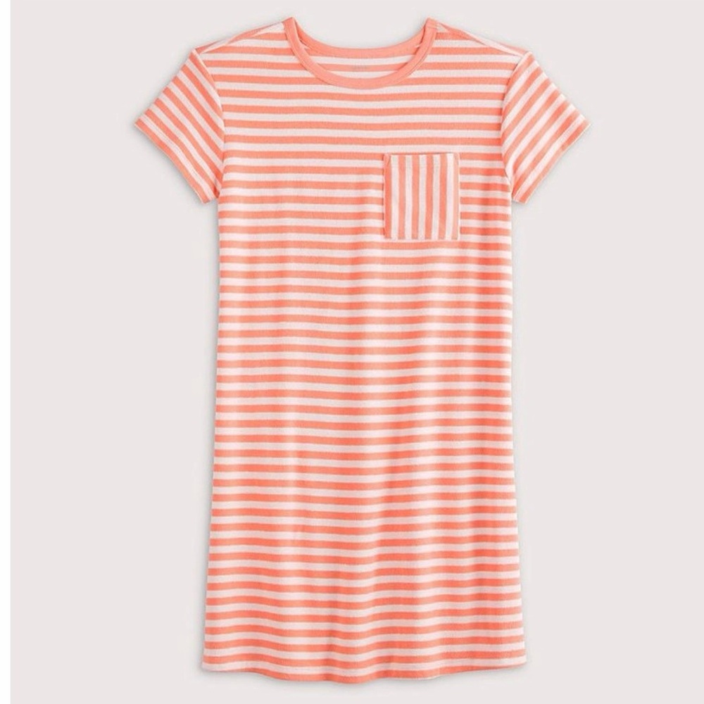 NWT  Sonoma Goods For Life Towel Striped Orange & White Terry T-Shirt Dress XLP